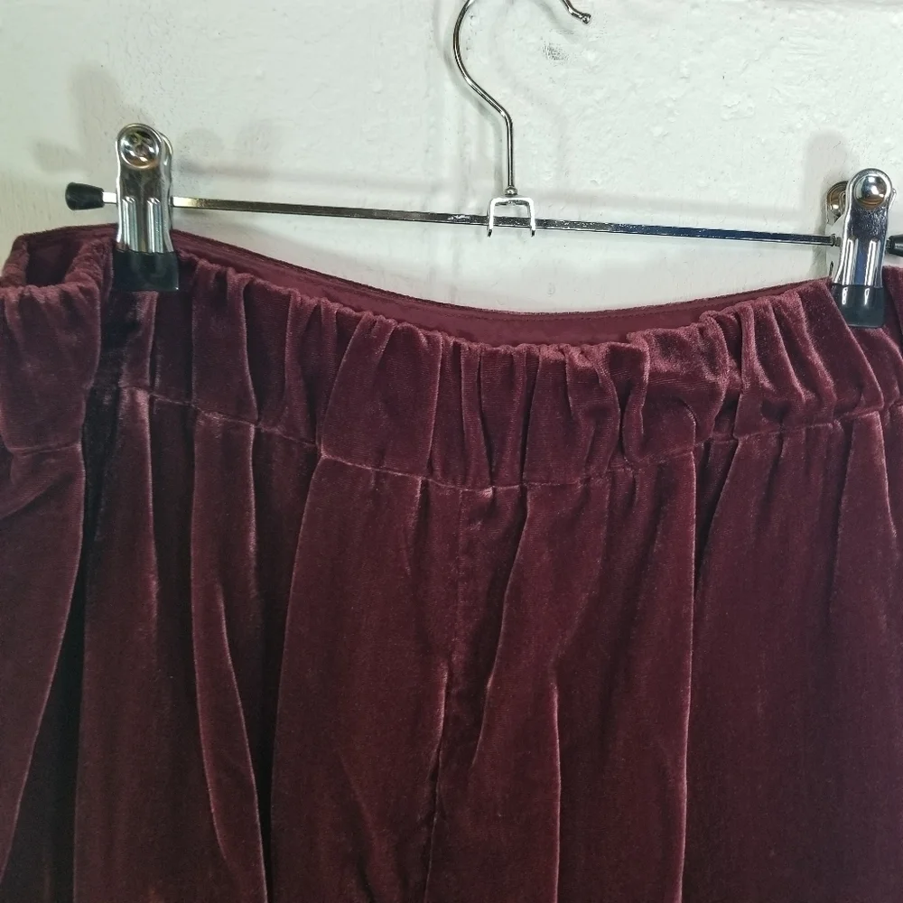 J. Crew luxe burgundy velvet easy pull on pants